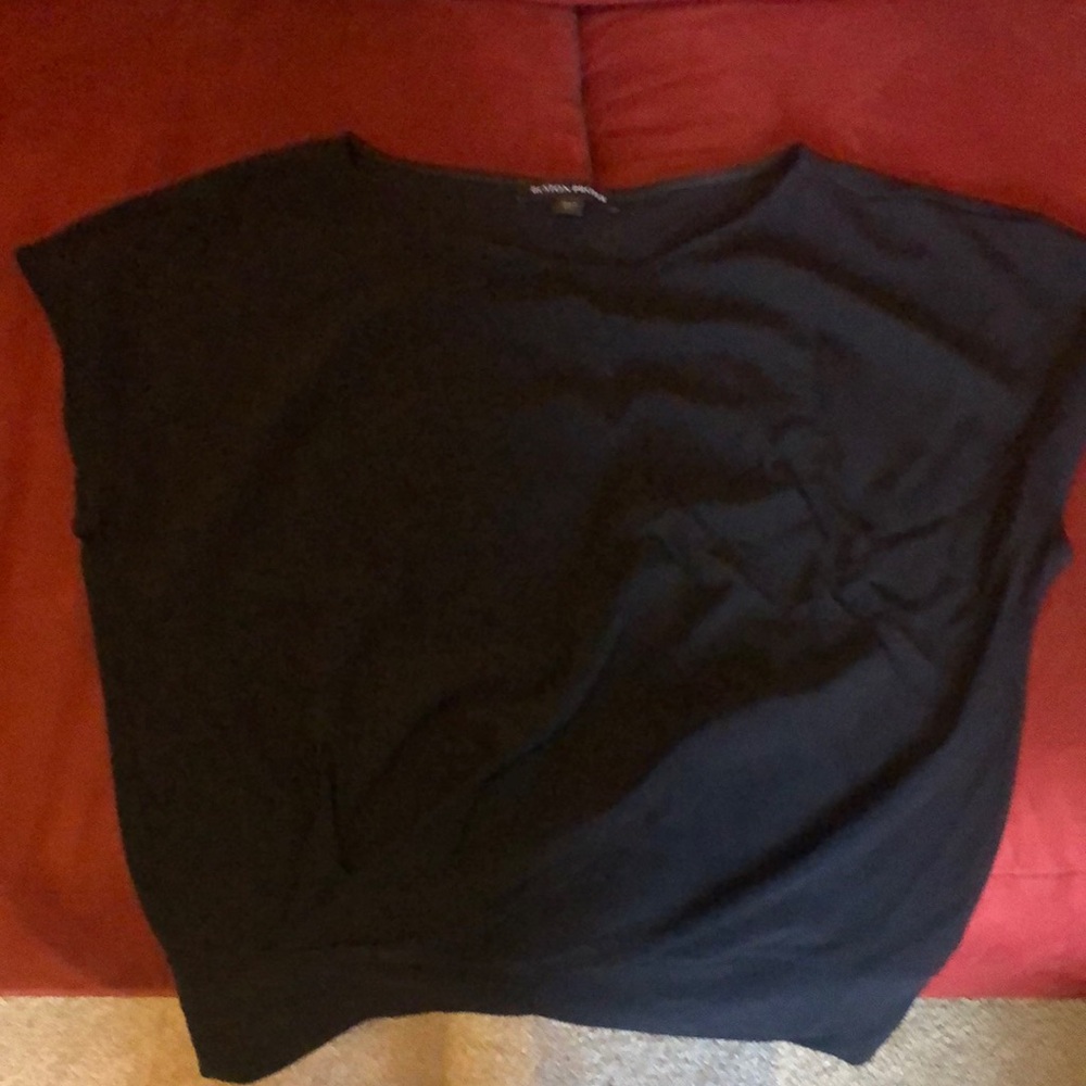 Boston Proper Black Boxy Cap Sleeve T-Shirt